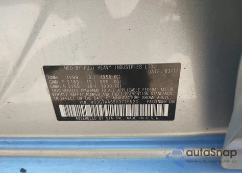 2017 Subaru Impreza from USA, damaged, VIN 4S3GTAA65H3725523